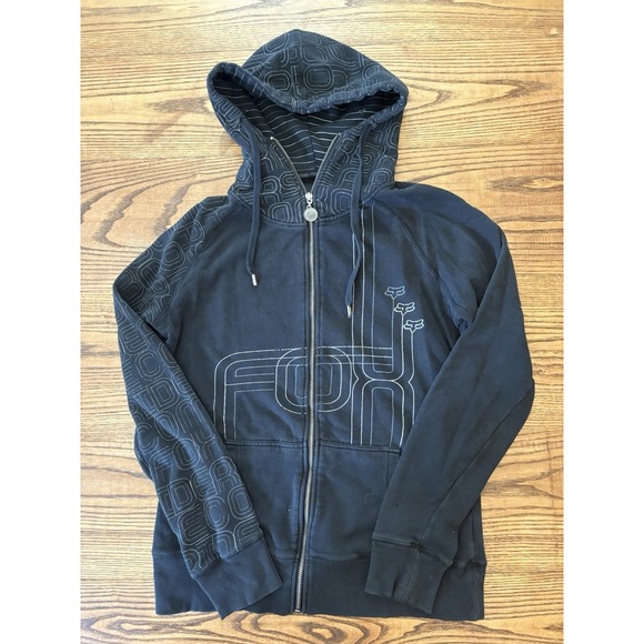 Vintage Y2K Fox Racing Women's Large Full Zip Graphic Hoodie Sweatshirt - Picture 1 of 10